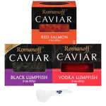 Romanoff Caviar Variety 3 Pack - Black Lumpfish, Red Salmon, Vodka Lumpfish - Variety Gift Set…