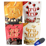 Tru Fru Hyper Dried 4 Packs Variety Sampler - 4.2 oz Each - Creme & Dark, Strawberries,Blueberry,Peach with MunchMo Power Clip…