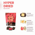 Tru Fru Hyper Dried 4 Packs Variety Sampler - 4.2 oz Each - Creme & Dark, Strawberries,Blueberry,Peach with MunchMo Power Clip…