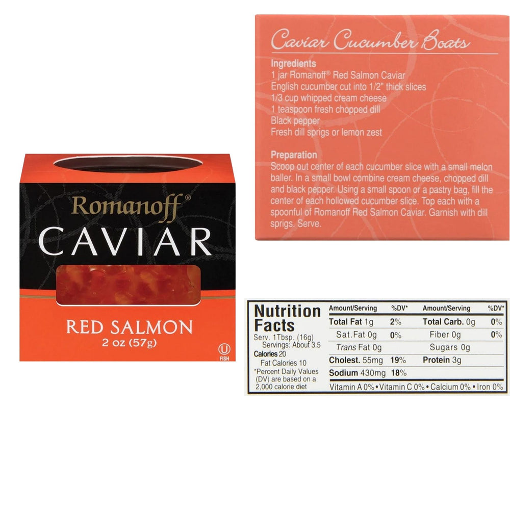 Romanoff Caviar Variety 3 Pack - Black Lumpfish, Red Salmon, Vodka Lumpfish - Variety Gift Set…